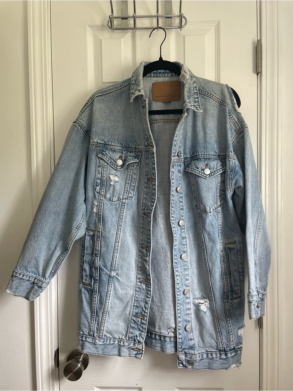 American Eagle Outfitters Light Blue Denim Jean Jacket - Oversized